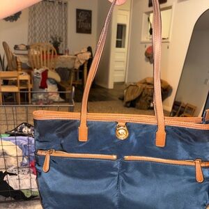 Michael Kors Midnight Blue and Tan Tote